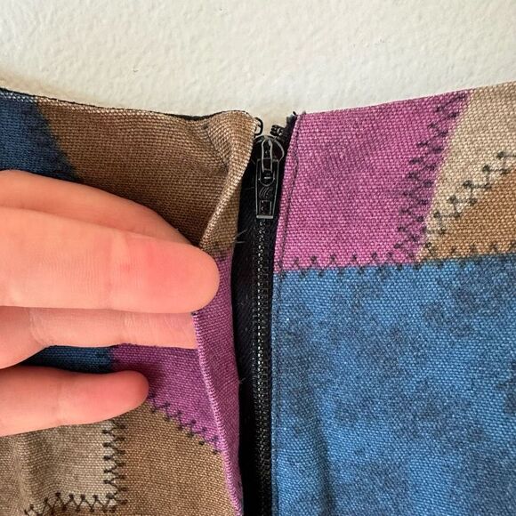 Handmade Printed Multicolor Patchwork Scarecrow Sleeveless Maxi Ruffle Hem Dress - Picture 7 of 8